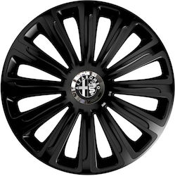 Car Wheel Hubcaps Versaco 14" Trend Rc Black Cbx 3d Metal Logo Alfa Romeo 4 Pieces