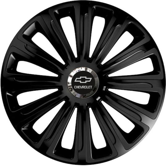 Car Wheel Hubcaps Versaco 15" Trend Rc Black Cbx 3d Metal Logo Chevrolet 4 Pieces
