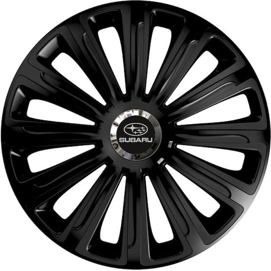 Car Wheel Hubcaps Versaco 15" Trend Rc Black Cbx 3d Metal Logo Subaru 4 Pieces