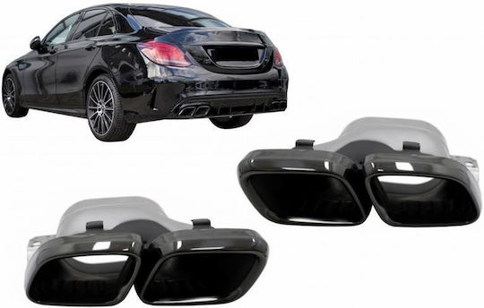 Μπούκες Εξατμίσεων Mercedes Benz C-Class W205 E-Class W213 S-Class W222 GLE C292 GLE W166 GLC W253 AMG Look Schwarz Edition 2 Τεμάχια