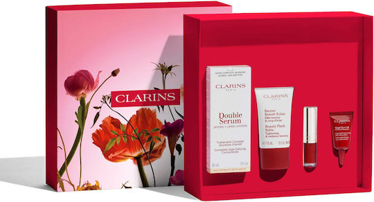 Clarins Double Serum Комплект за Грижа за Против Стареене Блясък и Стягане на Кожата 4 Броя