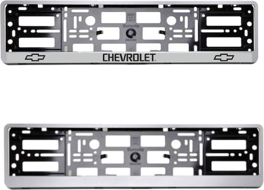 Cadru Plăcuță de Înmatriculare European Plastic Argintiu Logo Chevrolet 1 Bucată