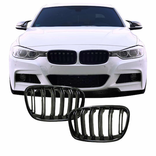 Diederichs 189825 Mask Hearts BMW 1 F20 F21 11-15 M4 Look Double Grille Black Glossy 2 Pieces