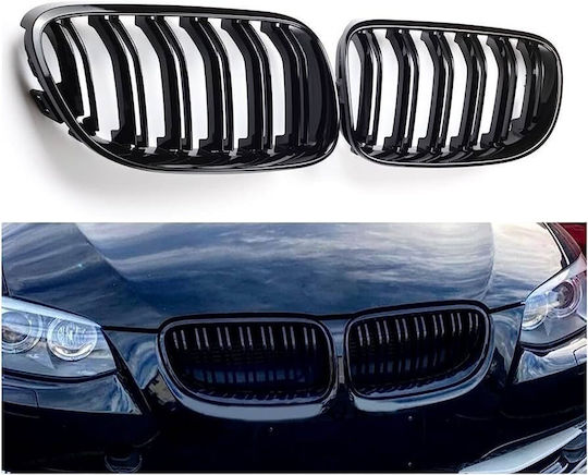 Μάσκα Προφυλακτήρα Αριστερή Δεξία Bmw 3 E92 E93 11-13 M4 Look Διπλή Γρίλια Μαύρο Γυαλιστερό 2 Τεμάχια Made In Germany