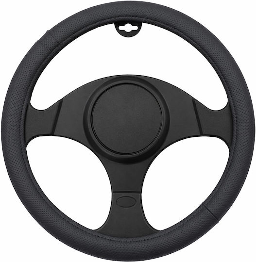 Car Steering Wheel Cover 37-39cm Universal Pvc & Rubber Anti-Slip Black Perforated