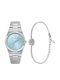 Trussardi Γυναικείο Ρολόι 34mm Μπαταρίας με Ασημί Μεταλλικό Μπρασελέ