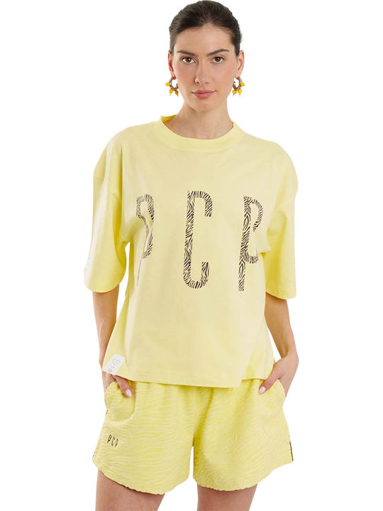 Women's T-shirt Animal Print Yellow STSHI0014