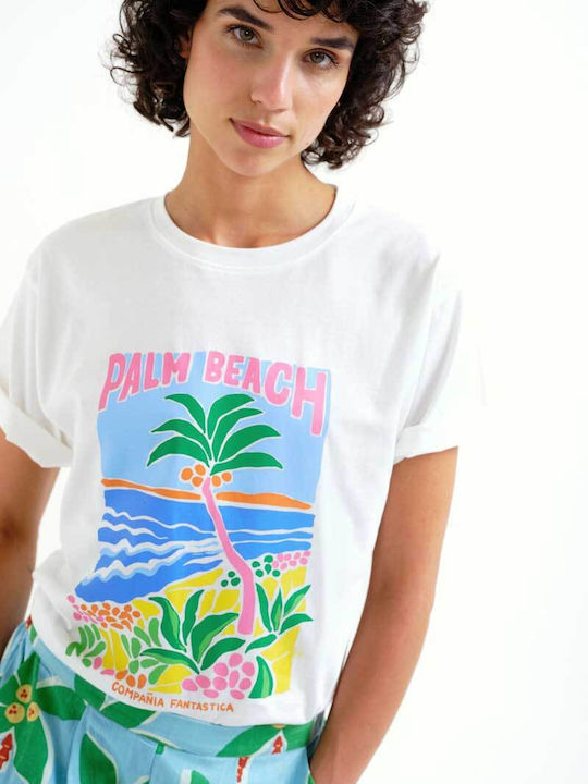 Γυναικείο T-shirt Floral Εκρού