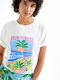 Γυναικείο T-shirt Floral Εκρού