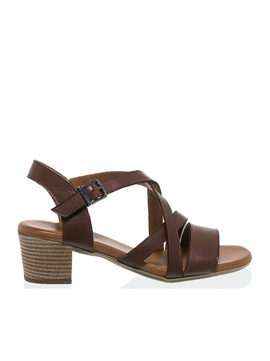 Mago Shoes Δερμάτινα Πέδιλα Καφέ