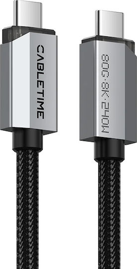 Cabletime Usb4 USB 4 Видео Кабел USB-C Мъжки - USB-C 240W Черен 1м
