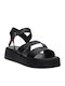 Leather Women's Flat Sandals Flatforms Black