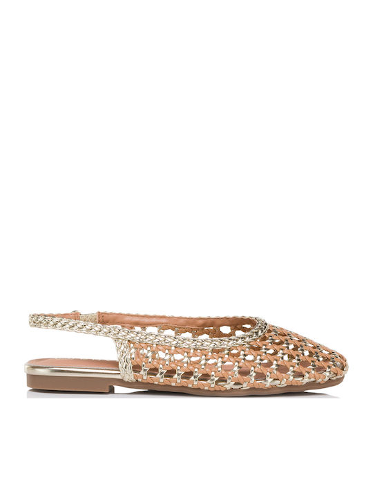 Gold Flache Sandalen für Damen