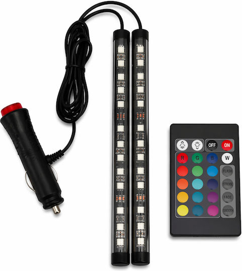 Rgb LED Innenraum-Dekorationsbeleuchtung für Autos 12V Fernbedienung 12 LEDs 2 Leisten Ambient Light Q528-c