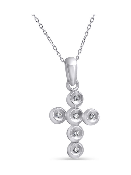Ortaxidis Crucifix Din Aur Alb 18 Carate Cu Lanț