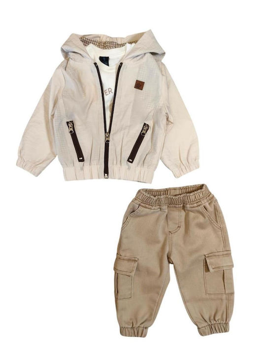 Kids Set with Pants & Coat Summer 3 Pieces Beige