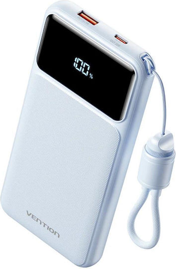 Vention XGY39 Power Bank 10000mAh 22.5W With USB-A Output Port And USB-C Output Port Power Delivery Quick Charge Blue