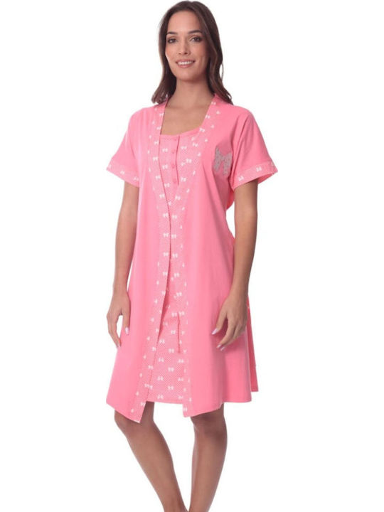 Tres Chic Sommer Damen Schlafanzug Set Rosa