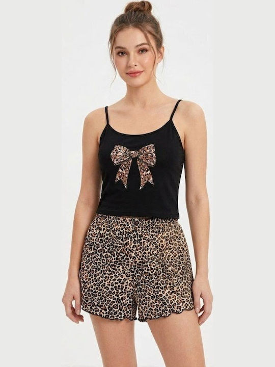 Soccus Set Pijamale Dama De Vară Din Bumbac Negru