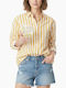 Brigitte Long Sleeve Women's Shirt Yellow Striped