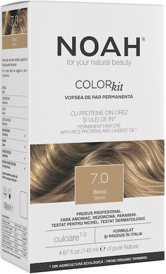 Vopsea Permanentă De Păr Fără Amoniac Proteine De Orez Ulei De In 7.0 Blond 140ml