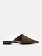 Flat Suede Mules σε Χακί Χρώμα