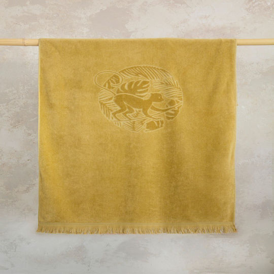 Πετσέτα Θαλάσσης Suntan Jacquard Ochre Nima Θαλάσσης 90x160cm 100% Cotton