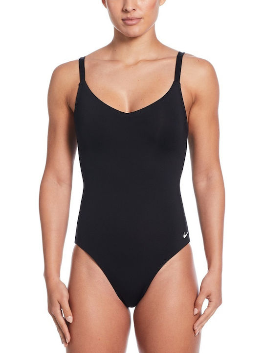Nike Vneck One Piece Αθλητικό Ολόσωμο Μαγιό Μαύρο