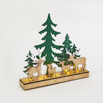 Christmas Decorative Wooden Base Trees & 4 Rein...