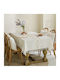 FRIPIA Leinen Tischdecke mit Goldstickerei 140x250cm