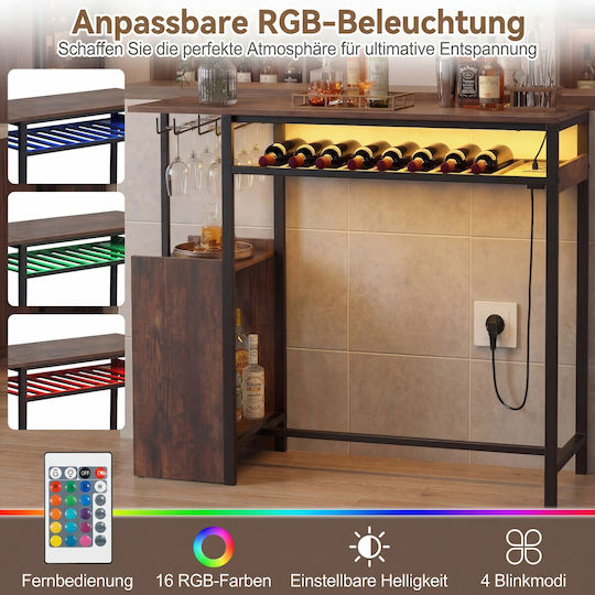Wooden Bar Table with Metal Frame Brown 36x40x110cm