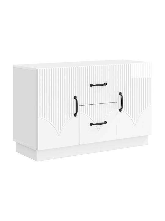 Буфет Дървен с Чекмеджета Бял 89x34.5x57см