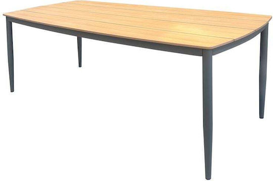Masă de Exterior din Aluminiu cu Blat din Lemn Denver 220x97x74cm E6760,2