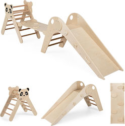 Costway Foldable Wooden Climbing Set Montessori Panda Pattern Natural Ts10369na