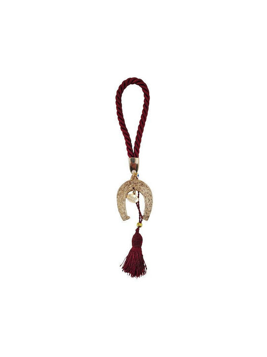 Samandaras Handmade Hanging Horseshoe Lucky Charm Burgundy Metal