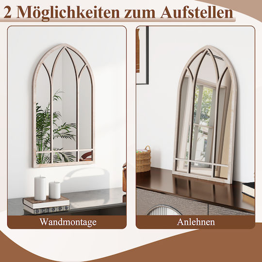 Costway Wandspiegel mit Grauem Metallrahmen 83x48cm