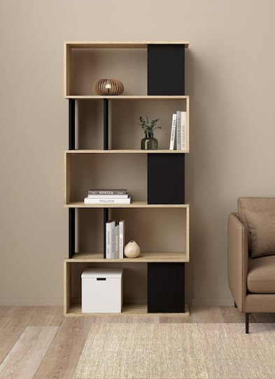 Holz Boden Bücherregal Schwarz 80x29.5x173.5cm