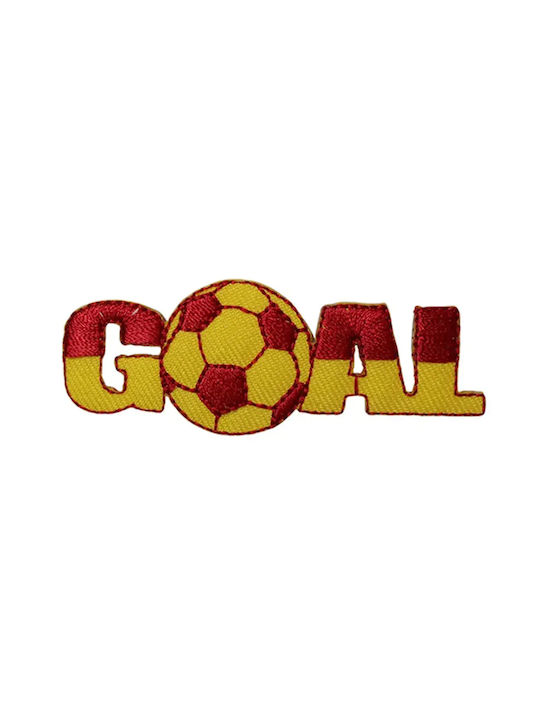 Thermohaftbare Thema Goal Kugel Fußball Gelb Rot Maße 7cm x 2,5cm Stück