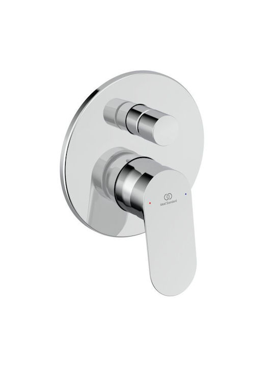 Ideal Standard Σετ Μίκτης & Παροχή Εντοιχισμού για Ντουζιέρα 2 Εξόδων Ασημί