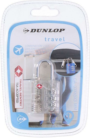 Dunlop Vorhängeschloss Messing mit Schlüssel mit Zertifizierung TSA 30mm Silber