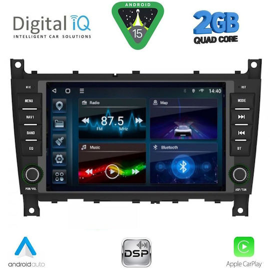 Digital IQ Car Audio System for Mercedes-Benz C Class / CLK Class 2004-2008 (Bluetooth/USB/WiFi/GPS/Apple CarPlay/Android Auto) with 8" Touch Screen