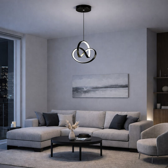 VenCore Black LED Pendant Ceiling Light with Adjustable Warm to Cool White Light 25x25x32cm