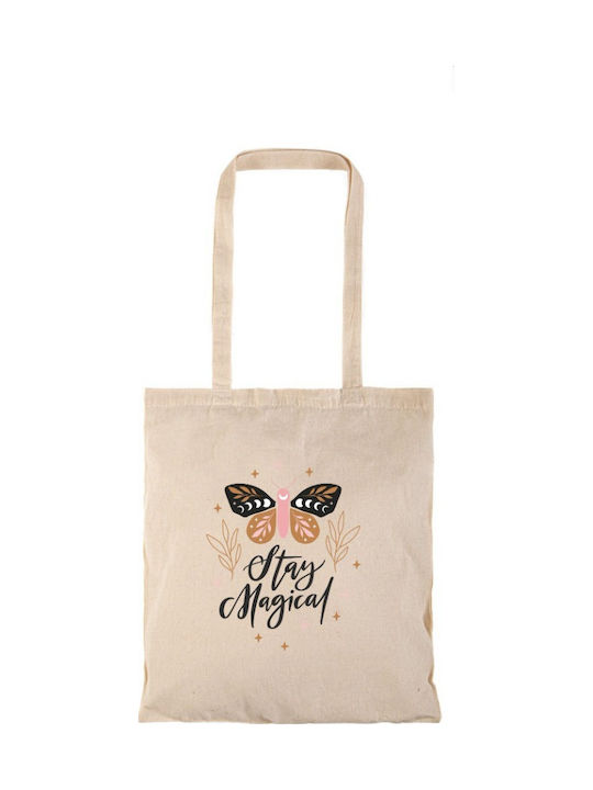 Shopping Bag Natural Long Handles Stay Magical