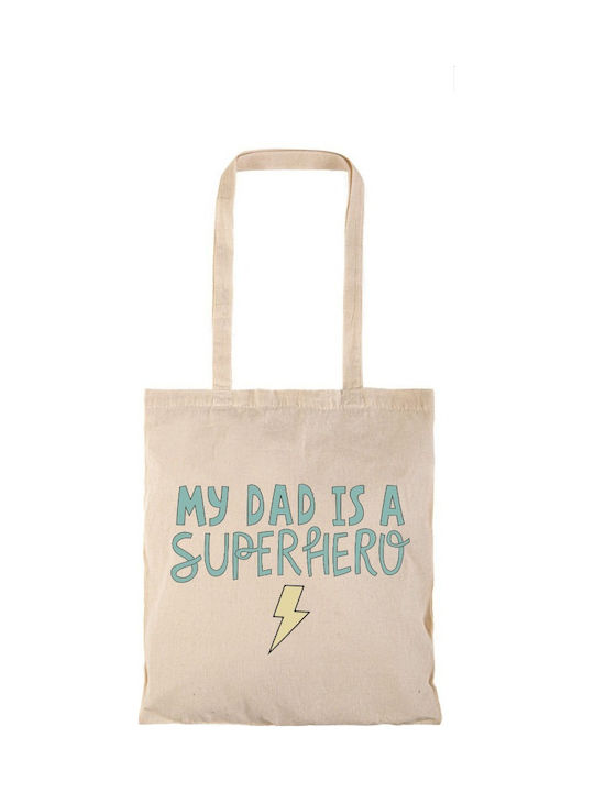 Einkaufstasche Natural Lange Griffe My Dad Is Super Hero
