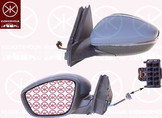 Electric Heated Electric Folding Painted Mirror with LED Signal Light & Safety Light & Sensor 10h10p + 4h2p A Quality Convex Glass Suitable for Opel Corsa F 2019-2023 P2j0 98260175xt Right 1 Piece