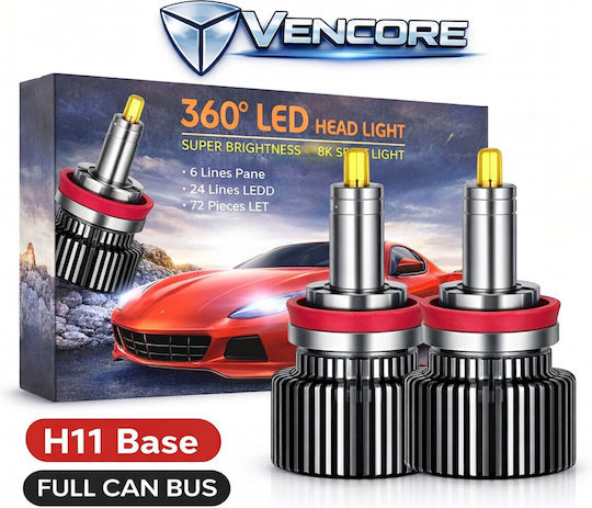 VenCore Car and Motorcycle Lamp H11 Canbus LED 6000K Cold White 12-24V 45W