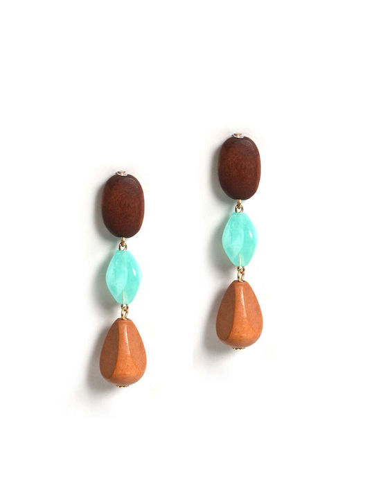 Mat Fashion Dangle Earrings with Green Stones 0043.8217.N-aqua-mint