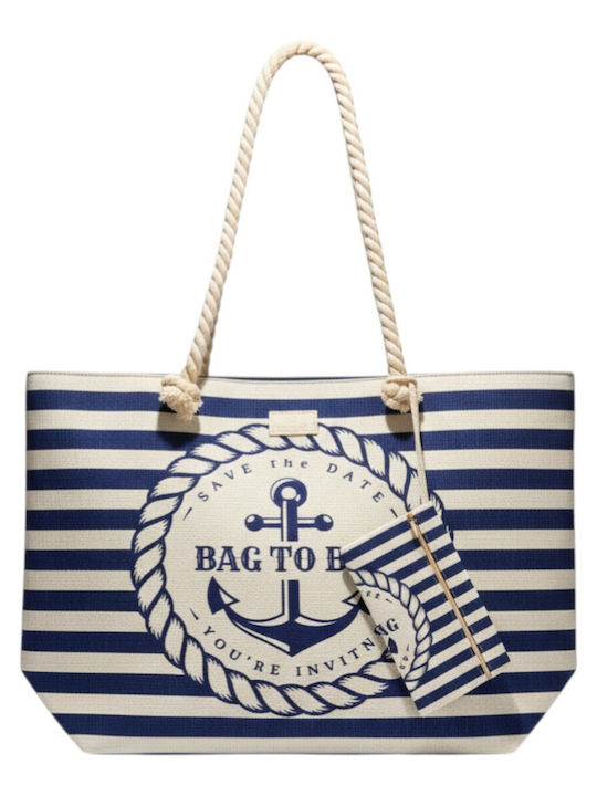 Bag to Bag Fabric Beach Bag with Wallet White