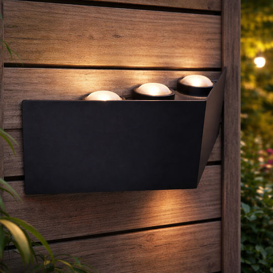LED Стенен Външен Осветител AX230 6 Източника 6W Черен 3000K