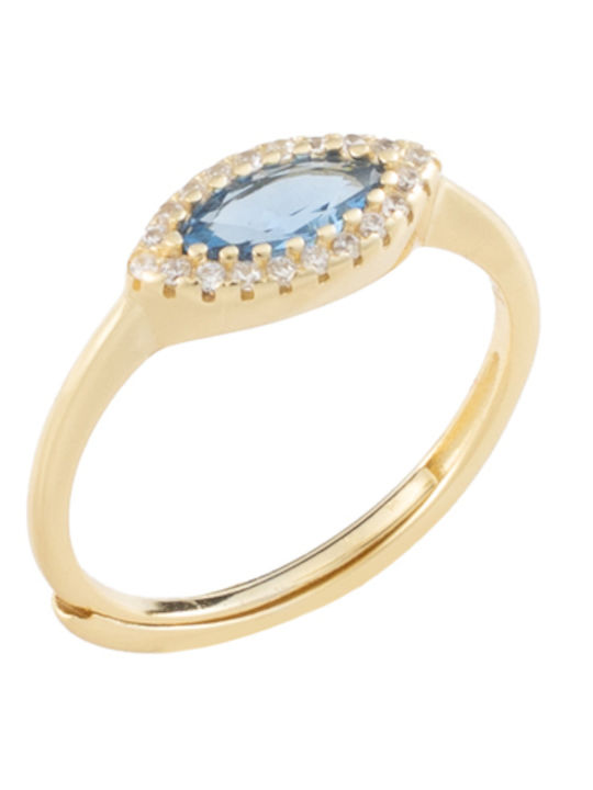 Prince Silvero Women's Ring with Zircon Made of Gold Plated Silver